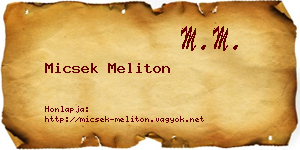 Micsek Meliton névjegykártya